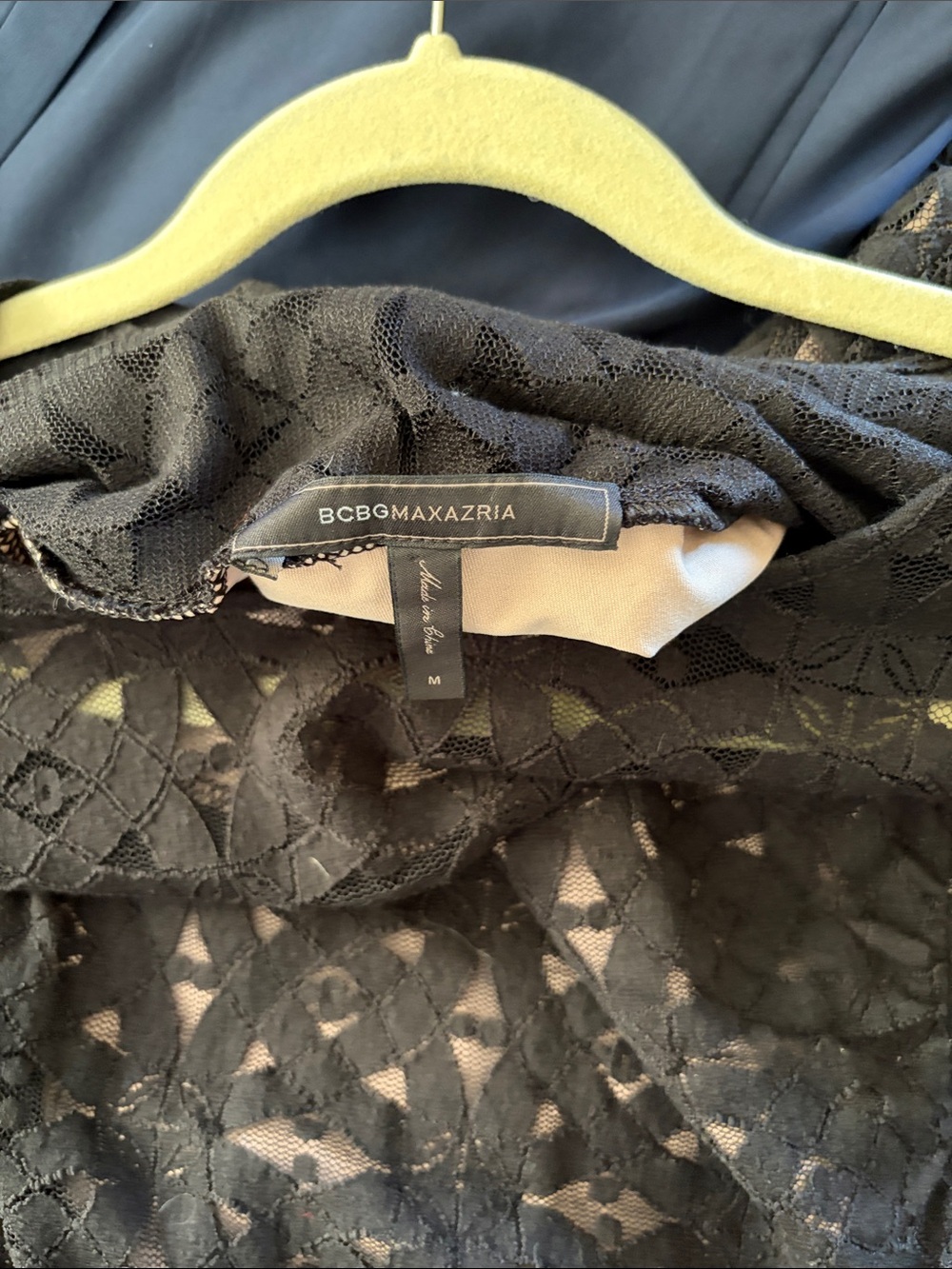 BCBGMaxAzria Black Lace Overlay Top